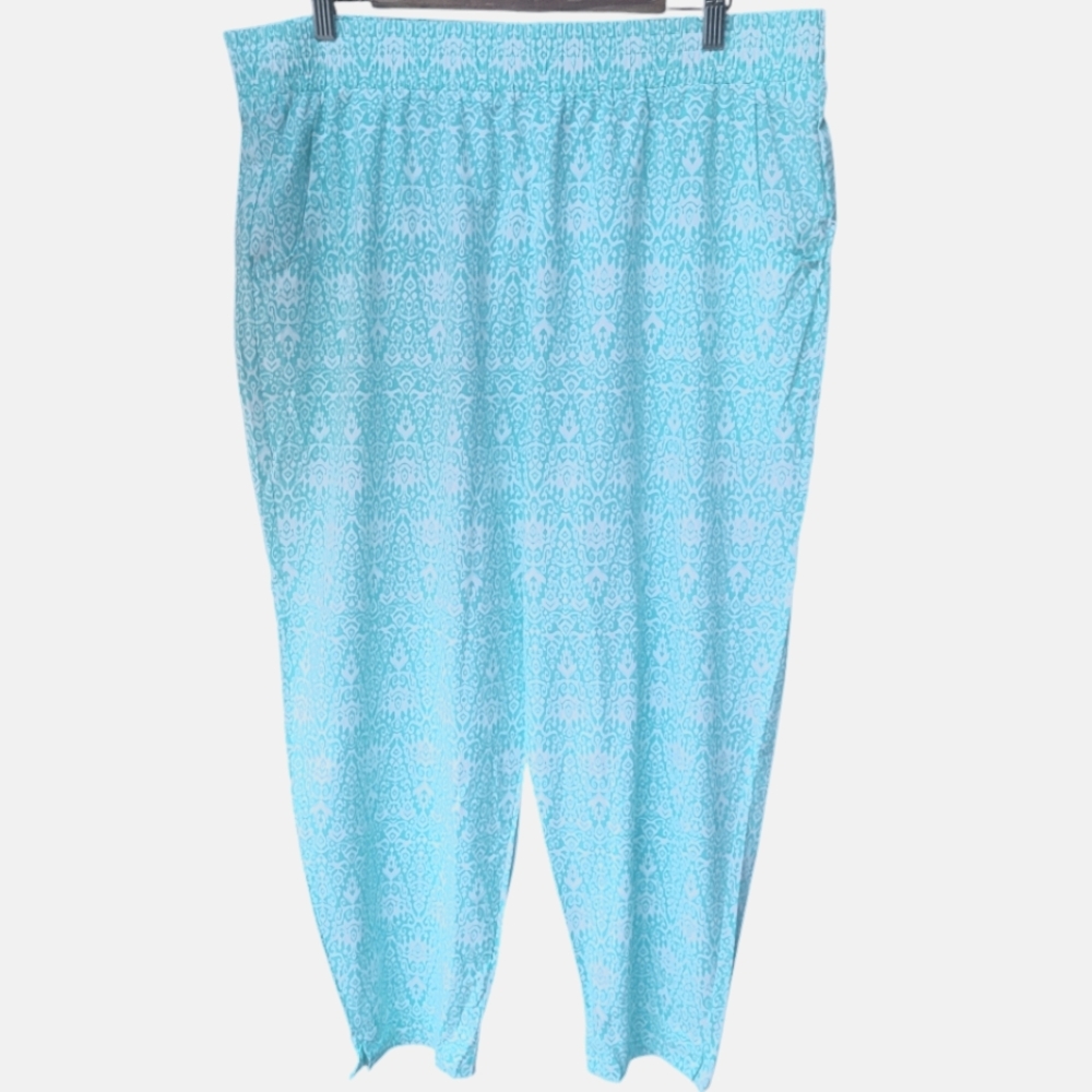 Coolibar Perissa UPF50+ Aire Tapered Pants Cropped Blue White Floral Size XL - Picture 2 of 15